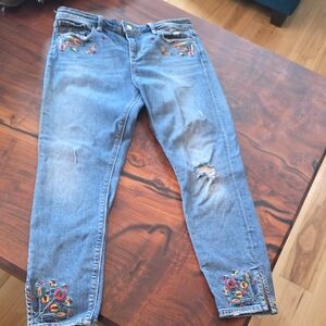 Lucky Brand Blue Jeans with Colorful Embroidery